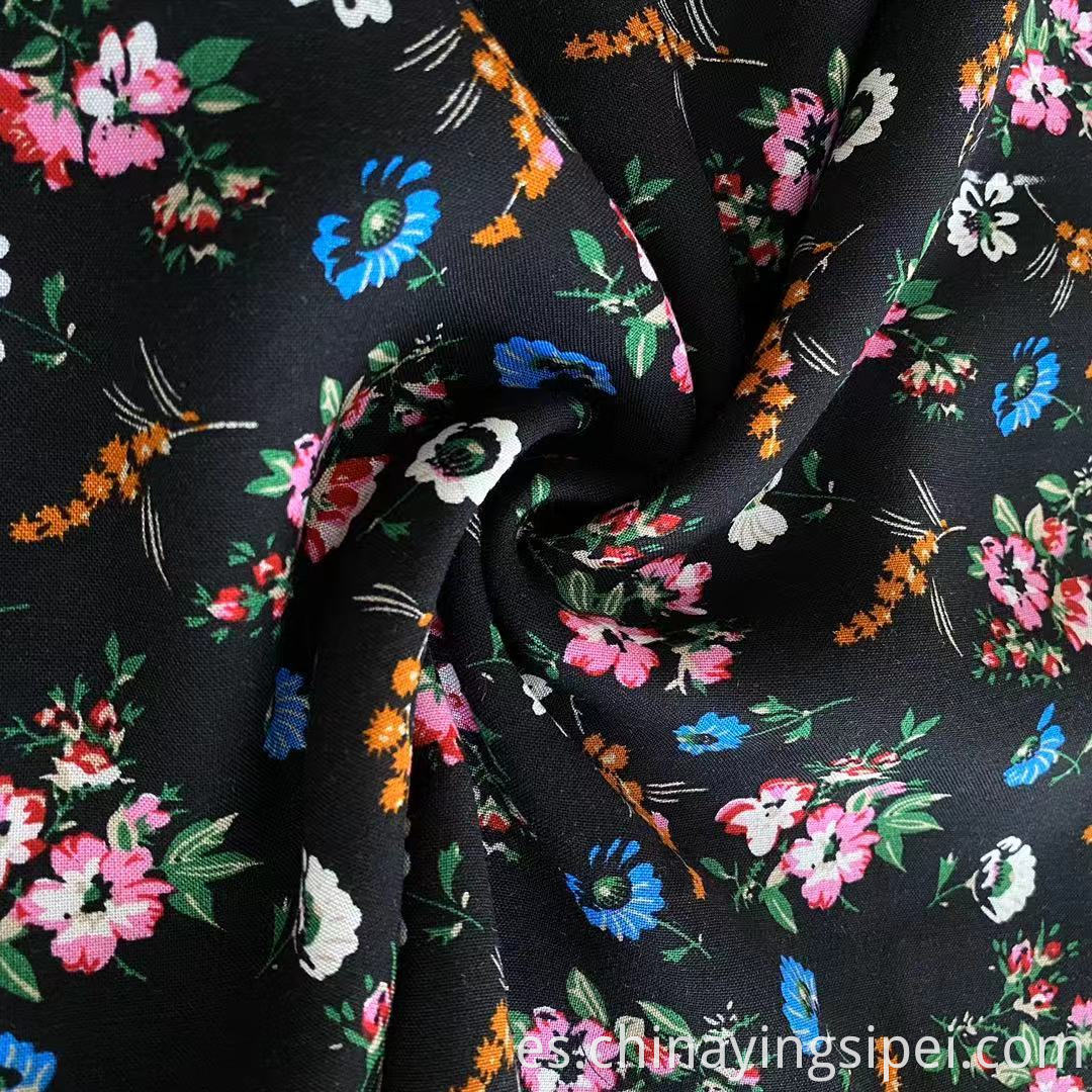 Original 105GSM Elegante estampado de flores 100% Rayon Fabrics para vestidos de 30 años